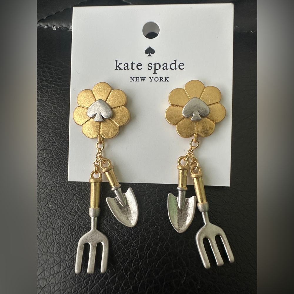 Kate Spade GARDEN GLAM TOOLS  Matte Gold/Silver Plated Drop Earrings